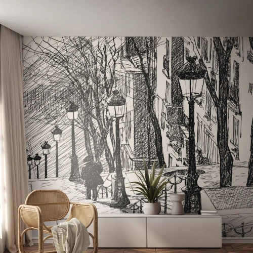 Tapet Premium Canvas - Poveste de dragoste sau poveste de groază? - Montmartre, Arhitectură, Paris - 350x256 cm