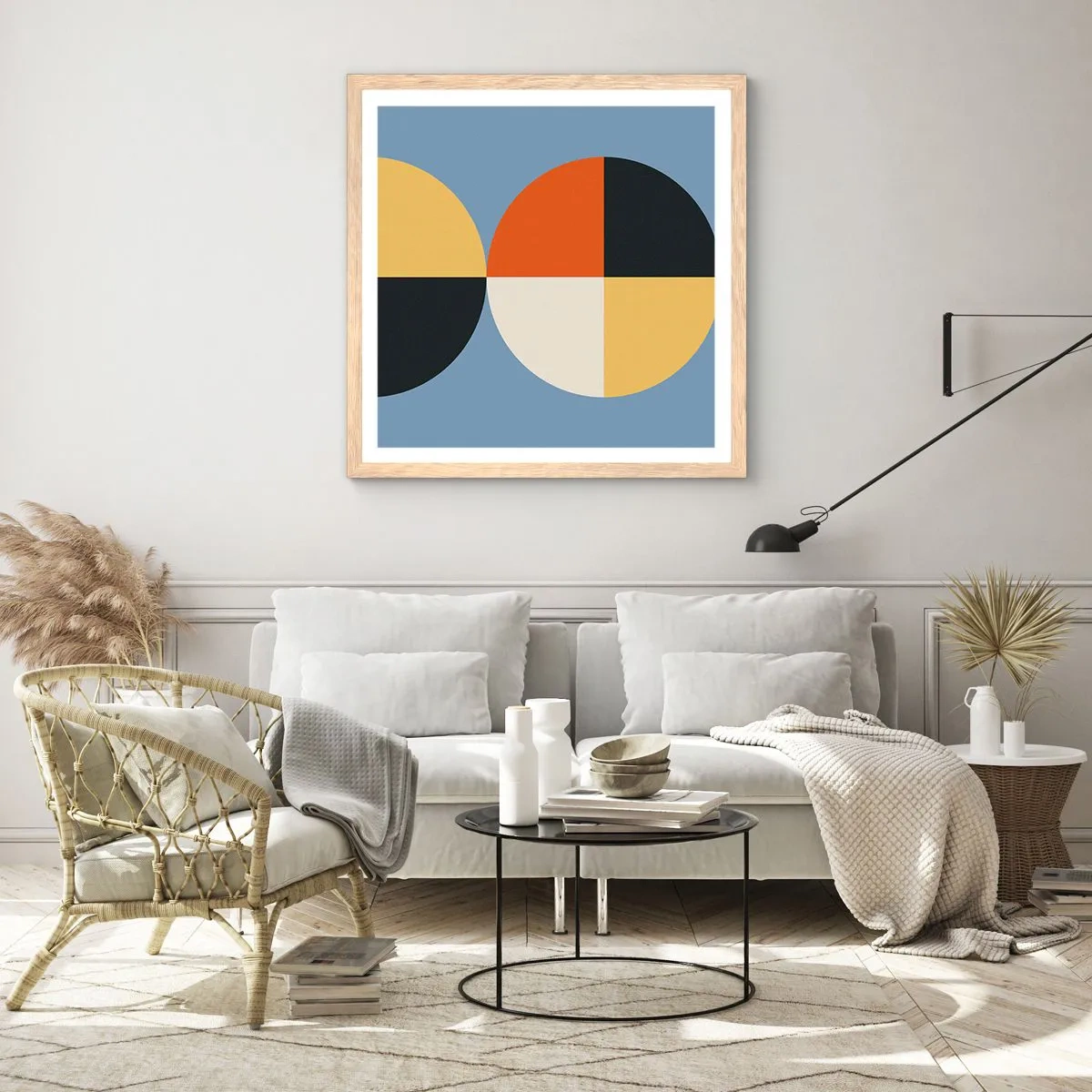 Poster în ramă de stejar deschis - Uită-te și numără - 50x50 cm