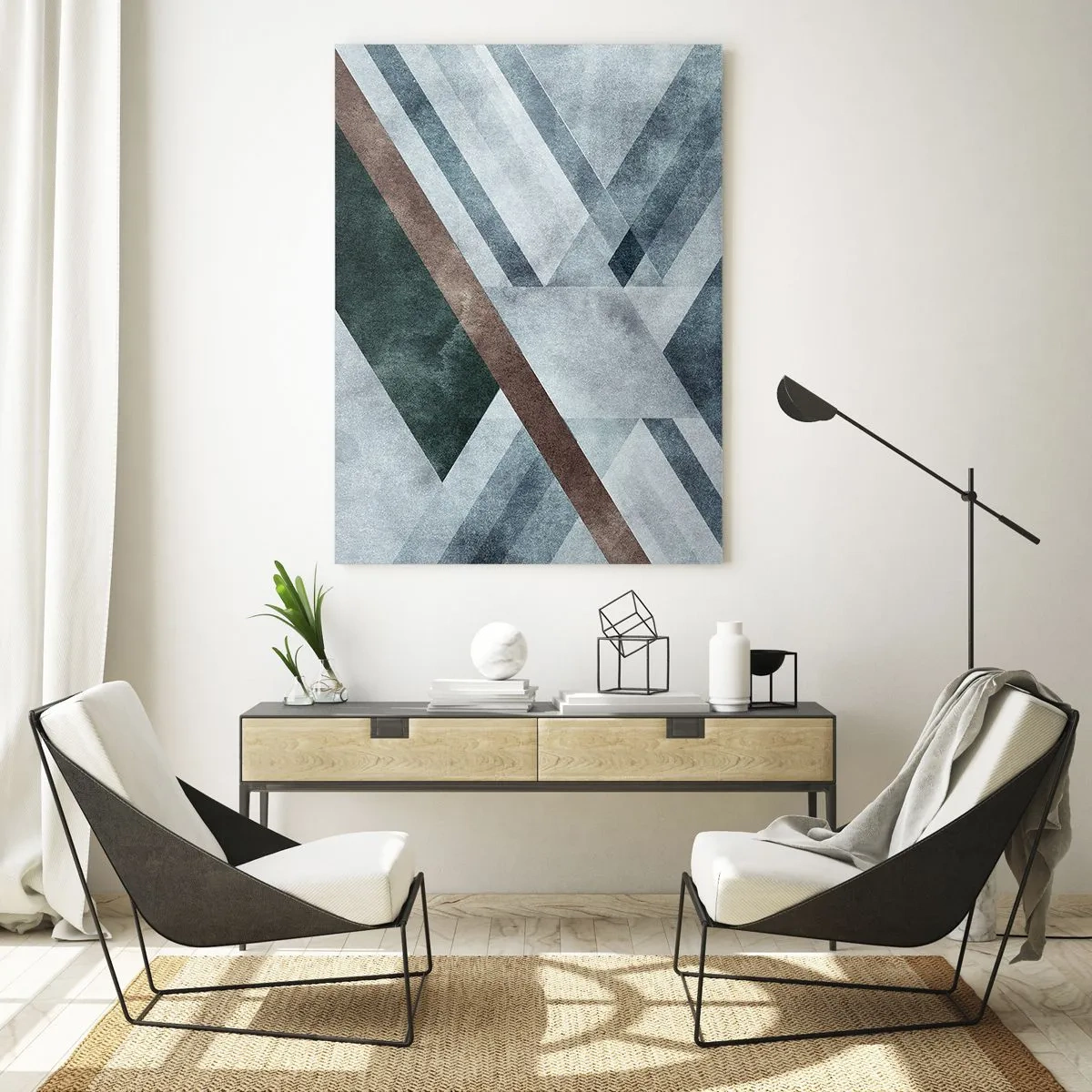 Tablou pe sticlă - Eleganța sofisticată a geometriei - 70x100 cm