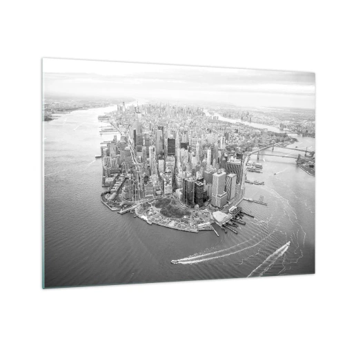 Tablou pe sticlă - O vedere de sus a orașului, în alb și negru - 70x50cm - Cum să nu iubești? - Decorațiune modernă pentru perete pentru living și dormitor ARTTOR