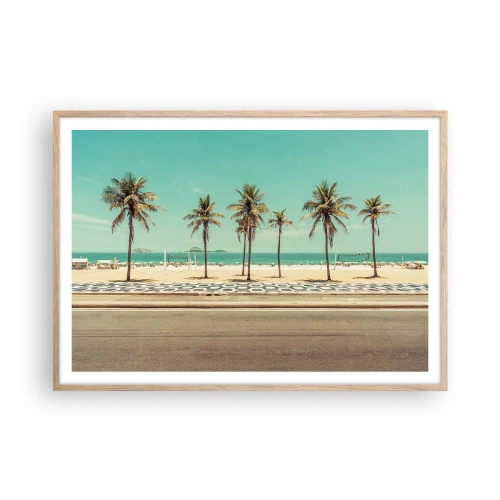 Poster în ramă de stejar deschis - La paza plajei - 100x70 cm