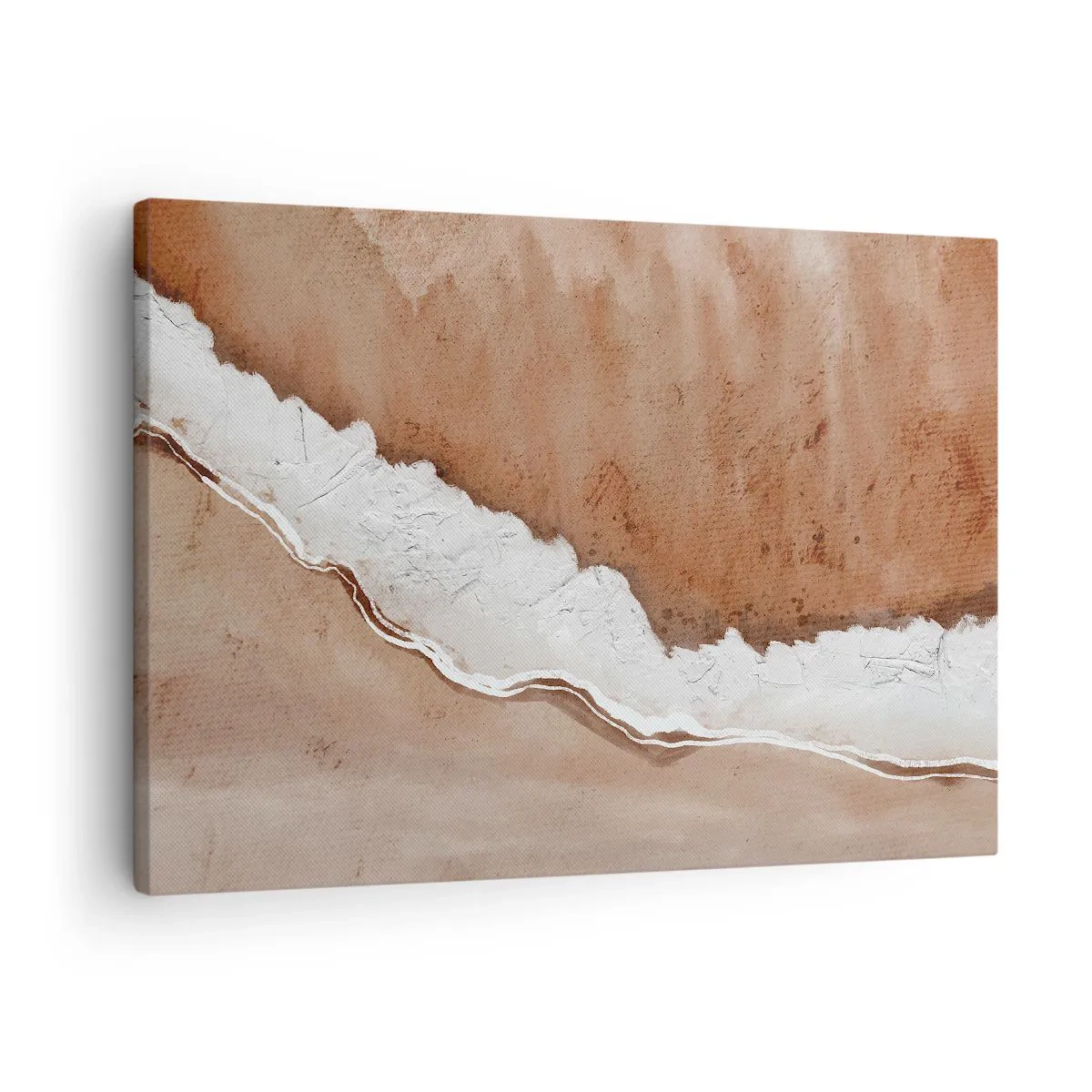 Tablou pe pânză Canvas - Textură nisipoasă cu accente albe - 70x50cm - În culorile pământului - Decorațiune modernă pentru perete pentru living și dormitor ARTTOR