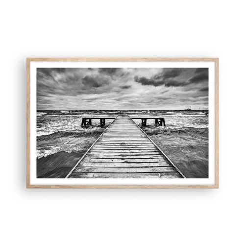 Poster în ramă de stejar deschis - Aștept ca vântul să fugărească... - 91x61 cm