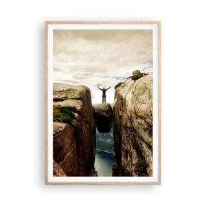 Poster în ramă de stejar deschis - Cum mă simt!? - 70x100 cm