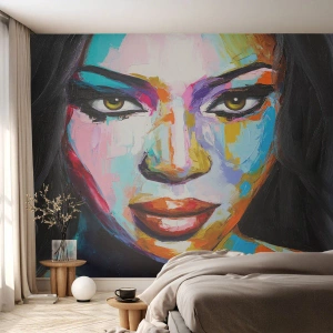 Tapet Premium Canvas - Nu-ți poți lua ochii de la - Portretul unei femei, Față, Bucată - 250x175 cm