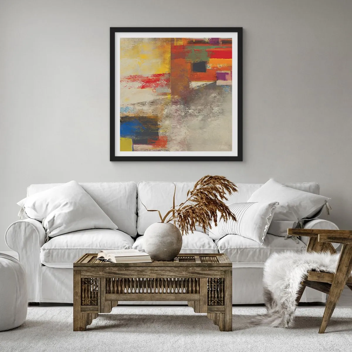 Poster în ramă neagră - Geometria culorilor - 30x30 cm