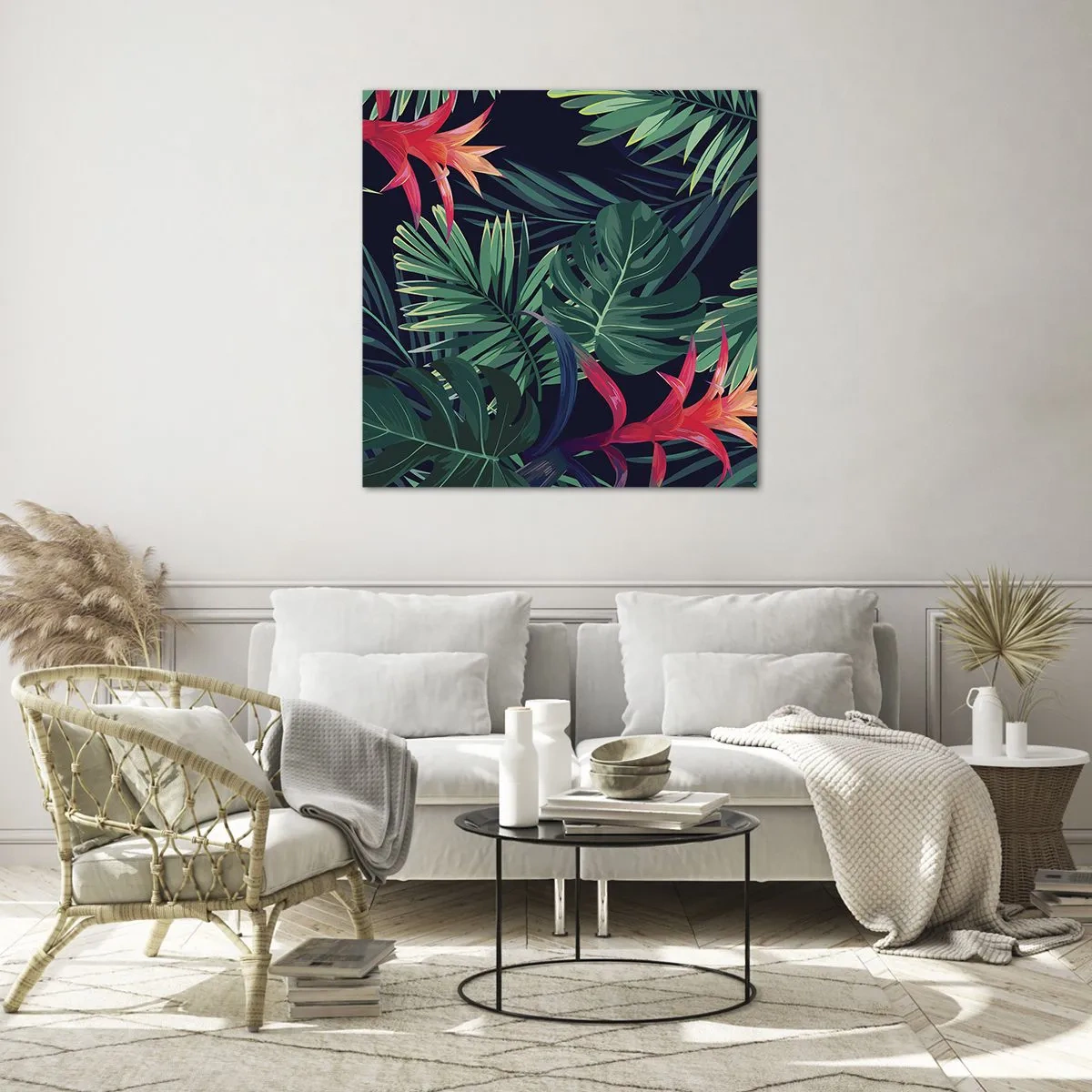 Tablou pe sticlă - Flacăra verde - 50x50 cm