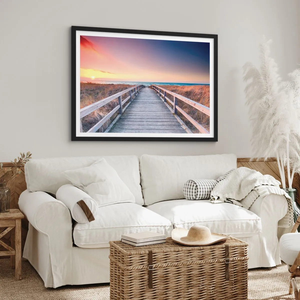 Poster în ramă neagră - Aurora baltică de seară - 40x30 cm
