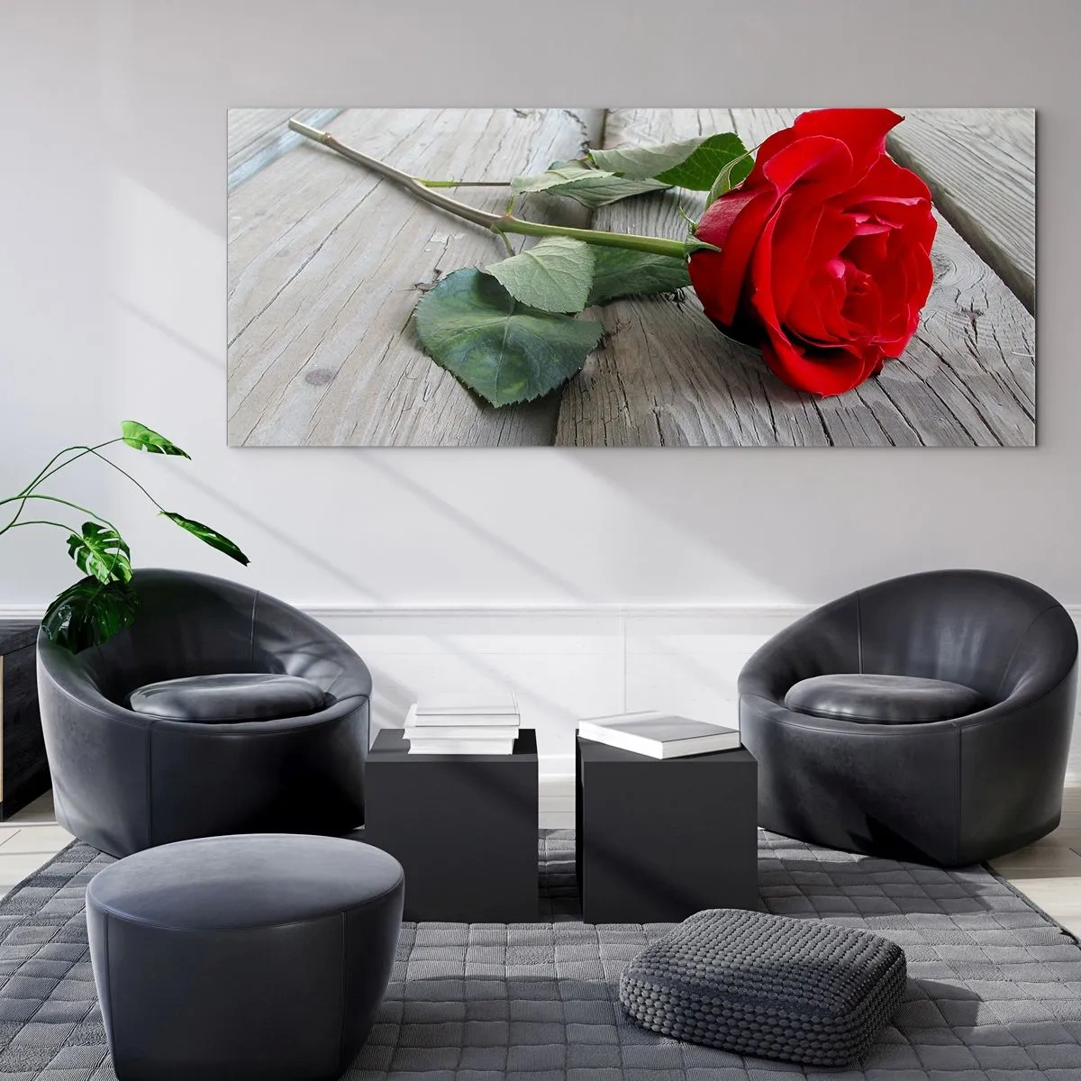 Tablou pe sticlă - Studiu în stacojiu - 90x30 cm