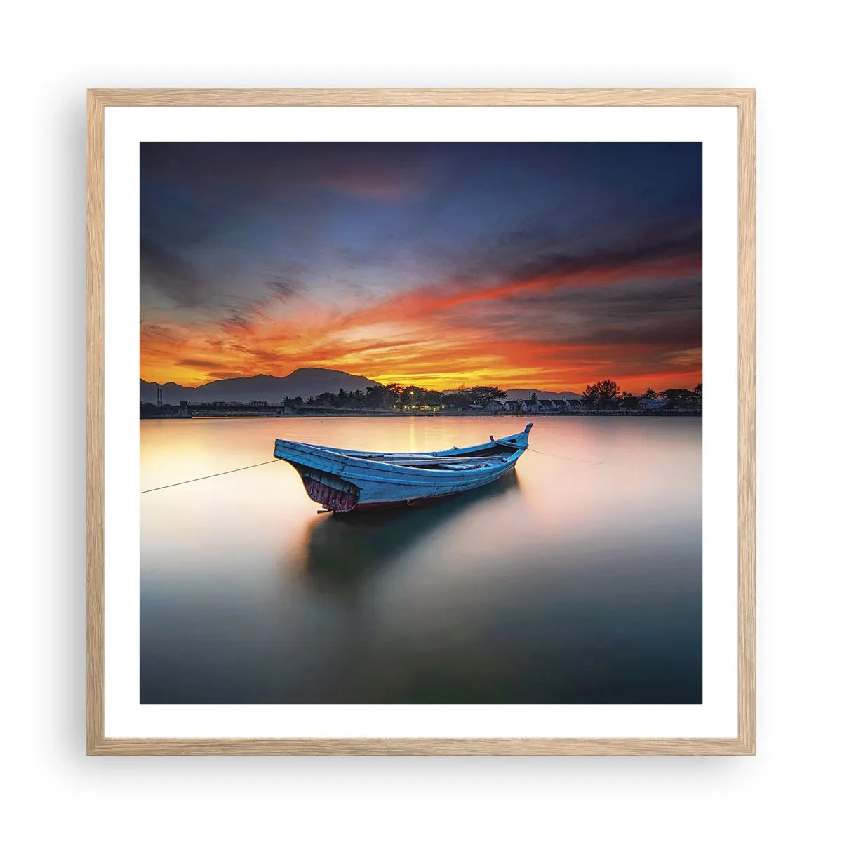 Poster în ramă de stejar deschis - O noapte bună înainte - 60x60 cm