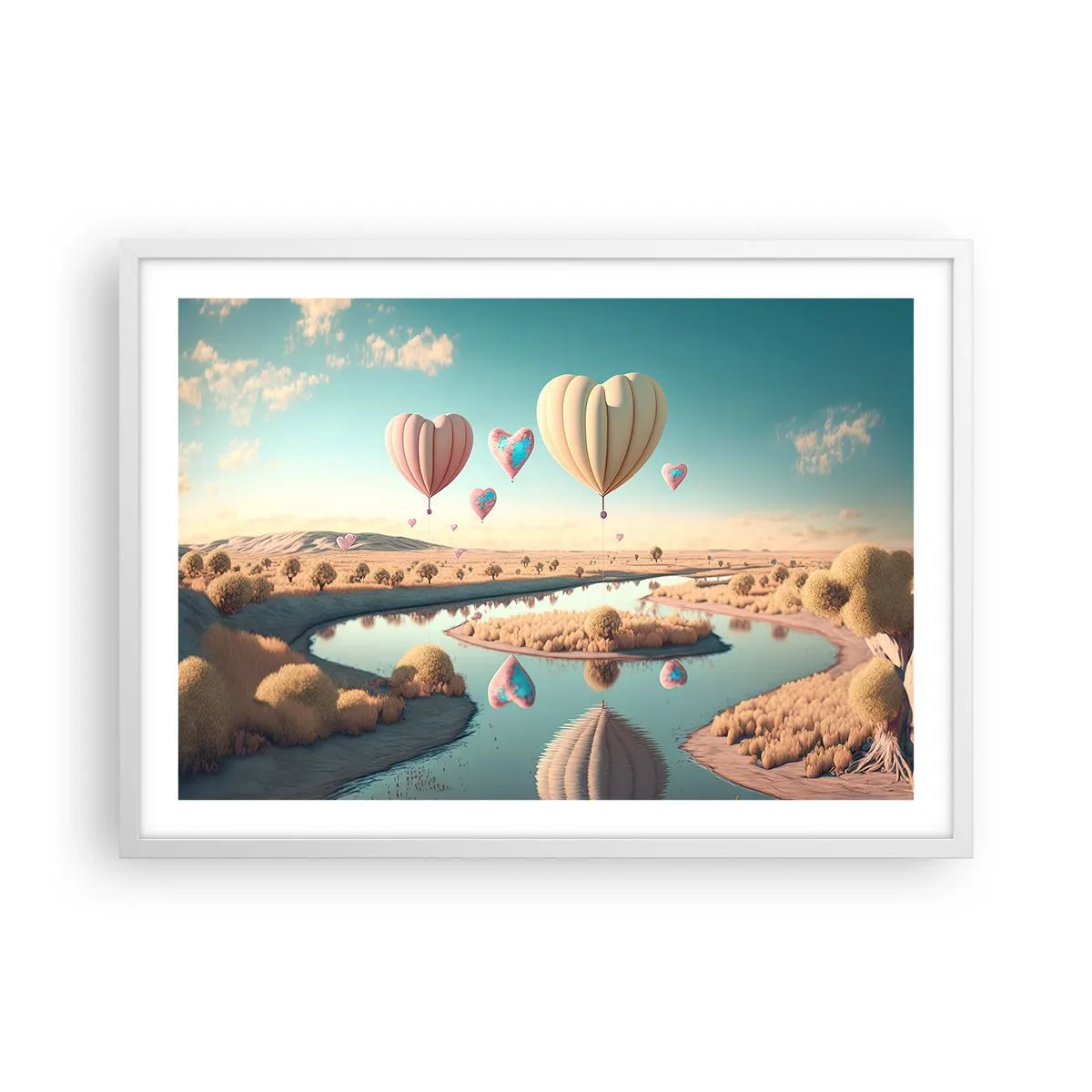 Poster în ramă albă - Iubirea ne înalță - 70x50 cm