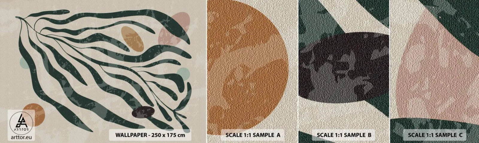 Mostră tapet autocolant Deluxe Sticker - În mijlocul vegetației - Boho, Plantă, Modern - 100x30 cm