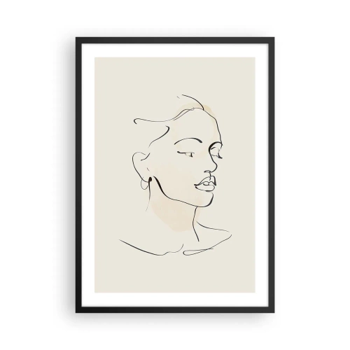 Poster în ramă neagră - Portretul unei femei într-un stil minimalist de artă liniară - 50x70cm - Cu o linie sigură - Decorațiune modernă pentru perete pentru living și dormitor ARTTOR