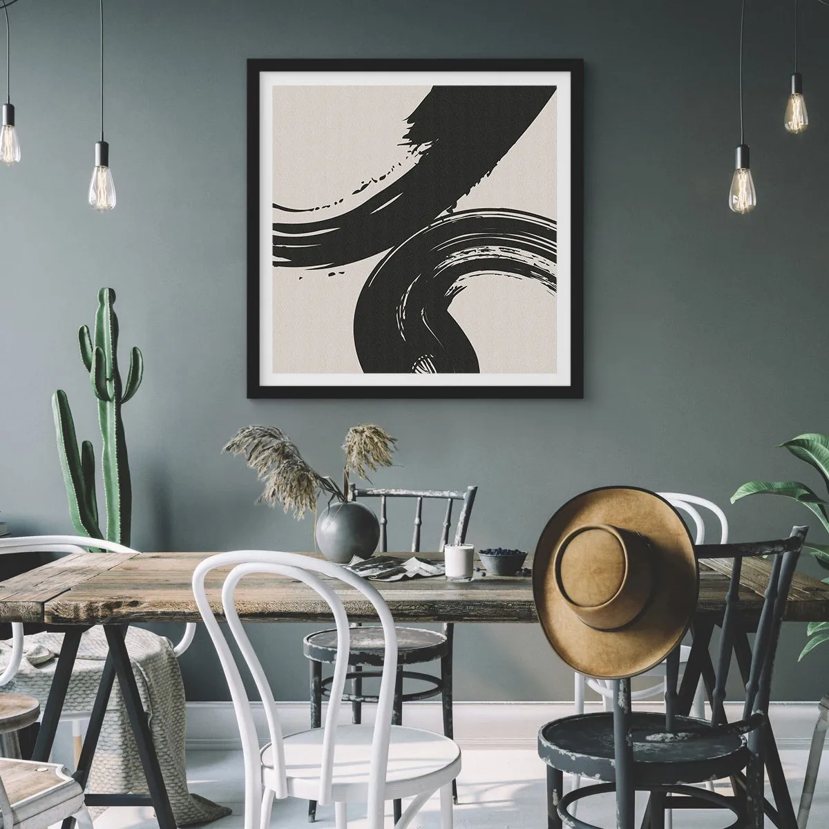 Poster în ramă neagră - Tare și circular - 30x30 cm