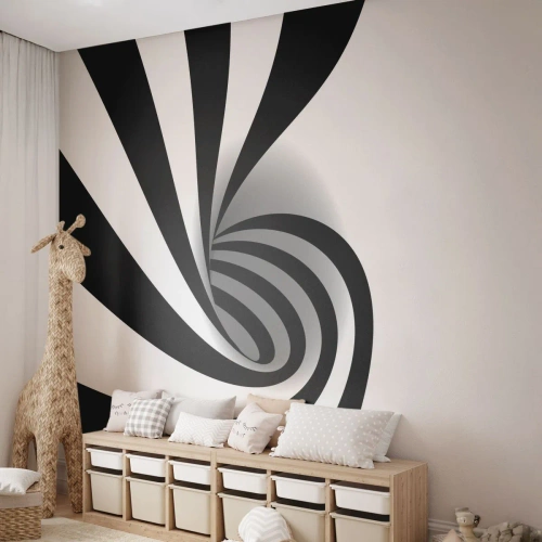 Tapet Standard Eco - Și totuși se mișcă - Abstracția, Grafică, alb-negru - 250x175 cm