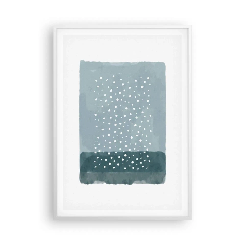 Poster în ramă albă - Crescute pe albastru - 70x100 cm