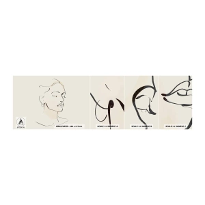 Mostră tapet autocolant Deluxe Sticker - Cu o linie sigură - Abstracția, Chipul de femeie, Linie de arta - 100x30 cm