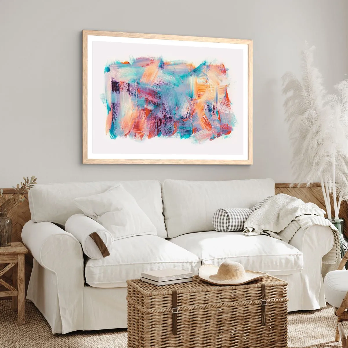 Poster în ramă de stejar deschis - O dezordine colorată - 40x30 cm