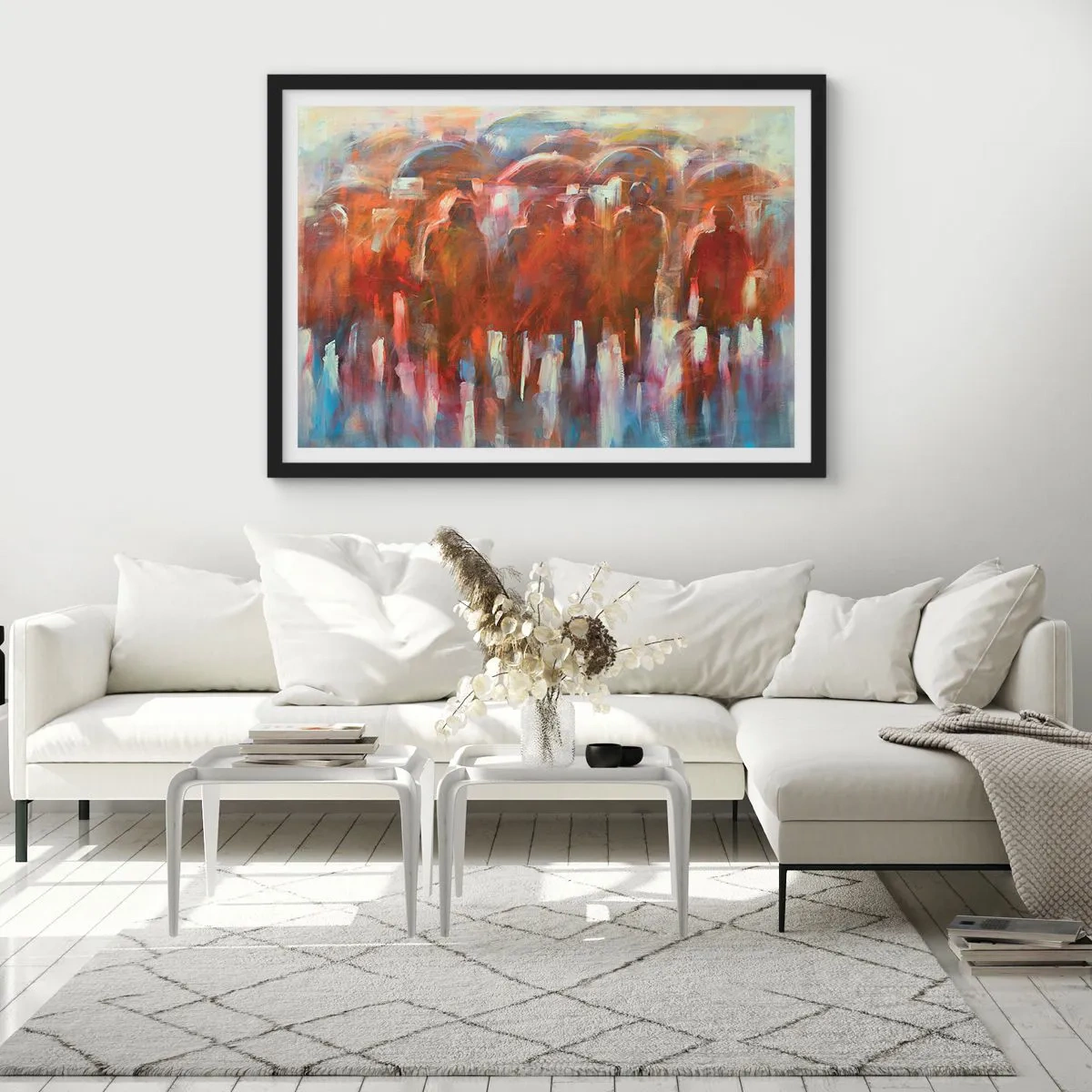 Poster în ramă neagră - Egali în ploaie și ceață - 40x30 cm