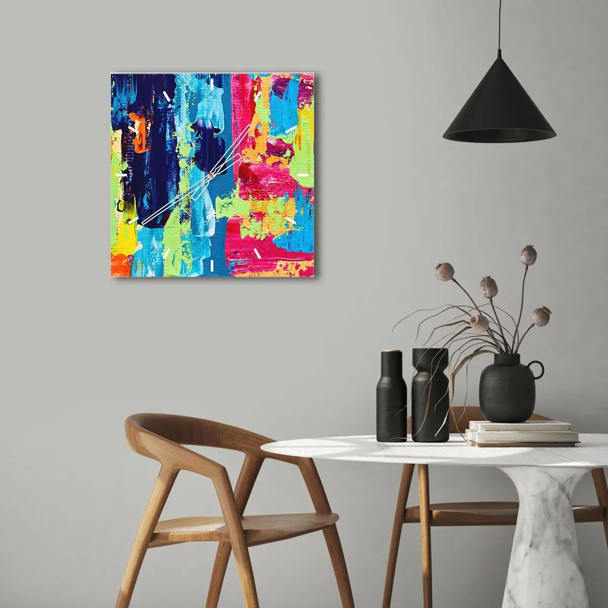 Ceas de perete - Ceas pe sticlă - Viața este frumoasă! - 40x40 cm