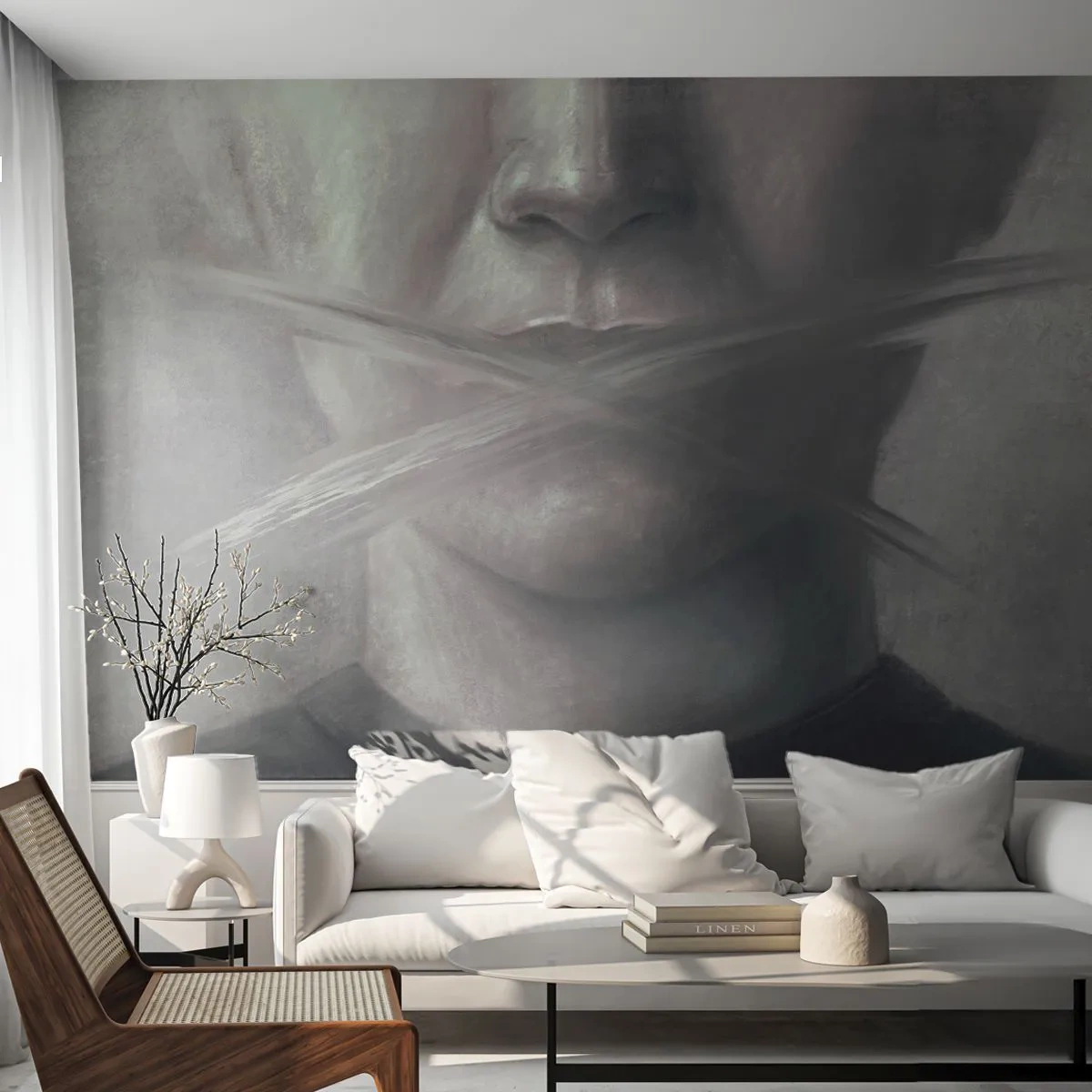 Tapet Premium Canvas - Nici un cuvânt - Abstracția, Grafică, Față - 250x175 cm