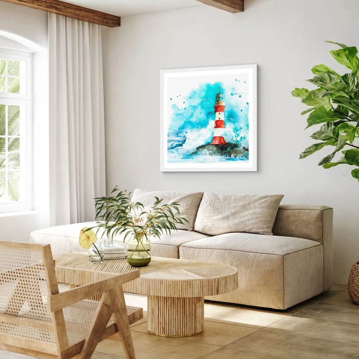 Poster în ramă albă - Unitatea forțelor naturii - 60x60 cm