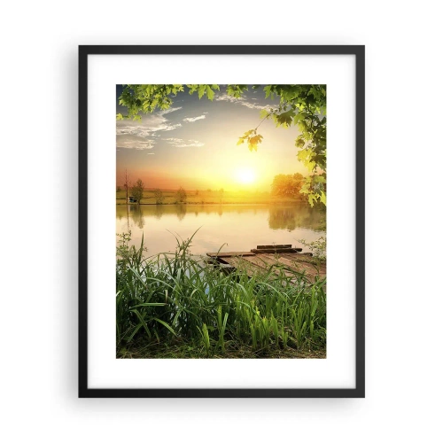 Poster în ramă neagră - Peisaj într-un cadru verde - 40x50 cm