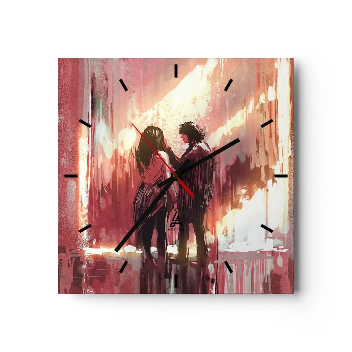 Ceas de perete - Ceas pe sticlă - Spectacolul etern al iubirii - 30x30 cm