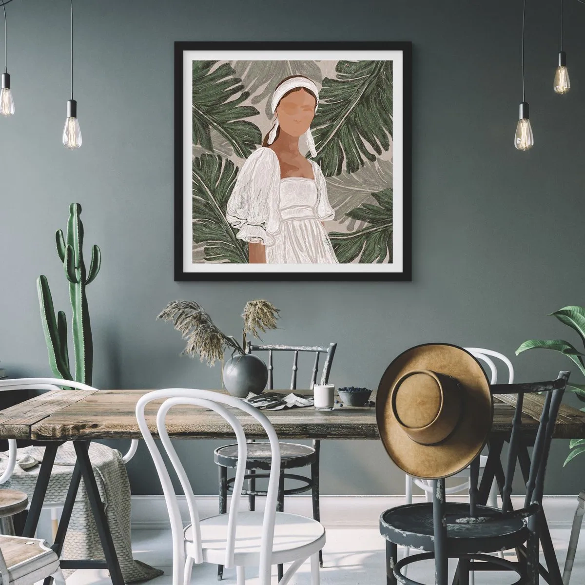 Poster în ramă neagră - Portret exotic - 60x60 cm