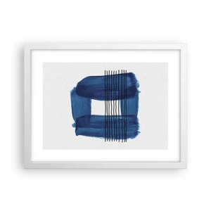 Poster în ramă albă - Compoziție albastru-negru - 40x30 cm