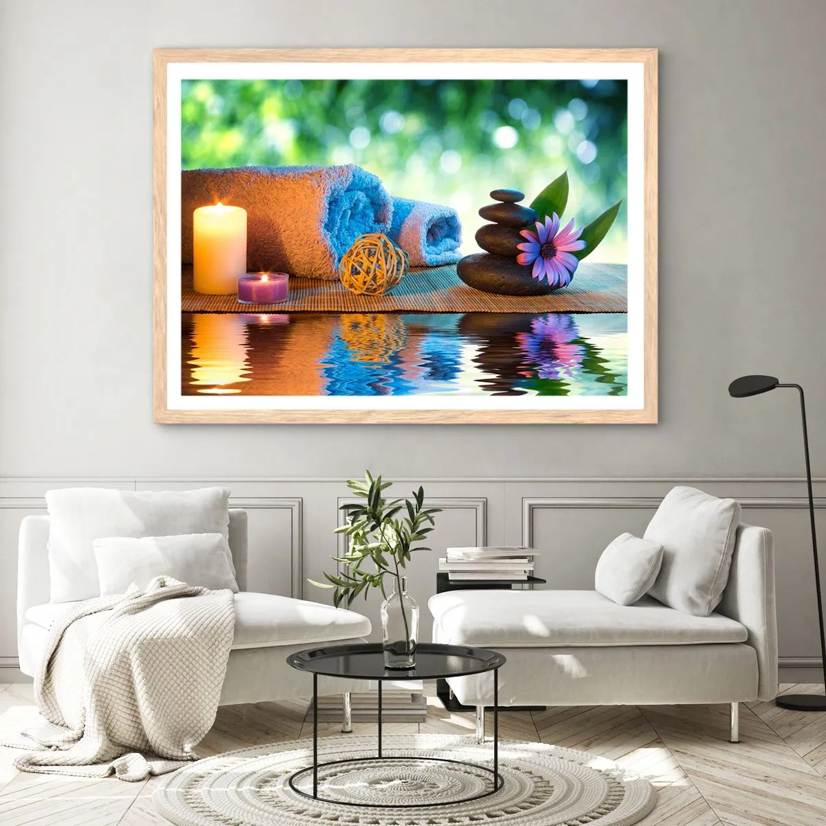 Poster în ramă de stejar deschis - Timp pentru corp - 91x61 cm