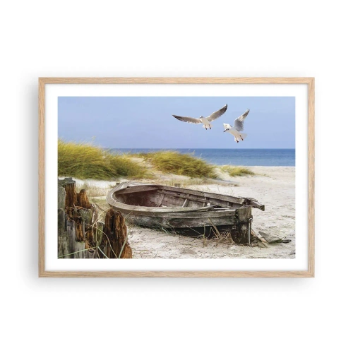 Poster în ramă de stejar deschis - Scăldate în vânt - 70x50 cm