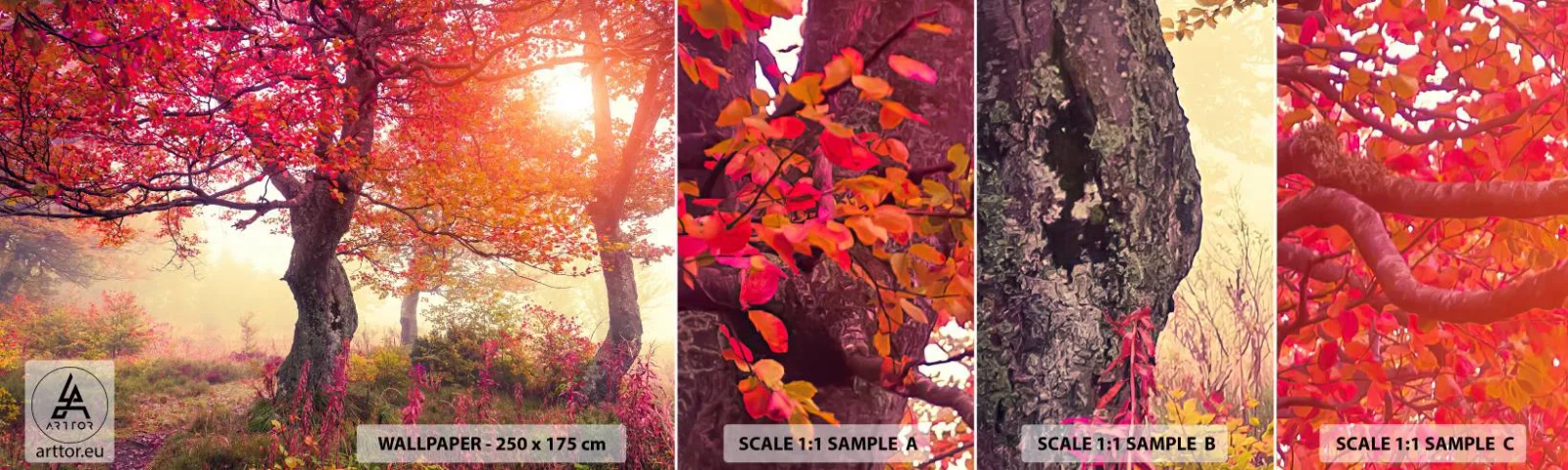 Mostră de Tapet Standard Eco - O frenezie de înflorire - Peisaj, Parc, Flori - 100x30 cm