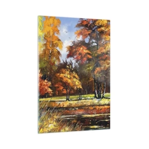 Tablou pe sticlă - Peisaj în aur și bronz - 80x120 cm