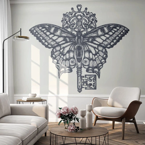 Fototapetă personalizată Premium Canvas - Toate secretele inimii - Abstracția, Fluture, Cheie