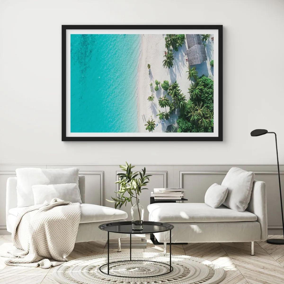 Poster în ramă neagră - Vacanță în paradis - 70x50 cm