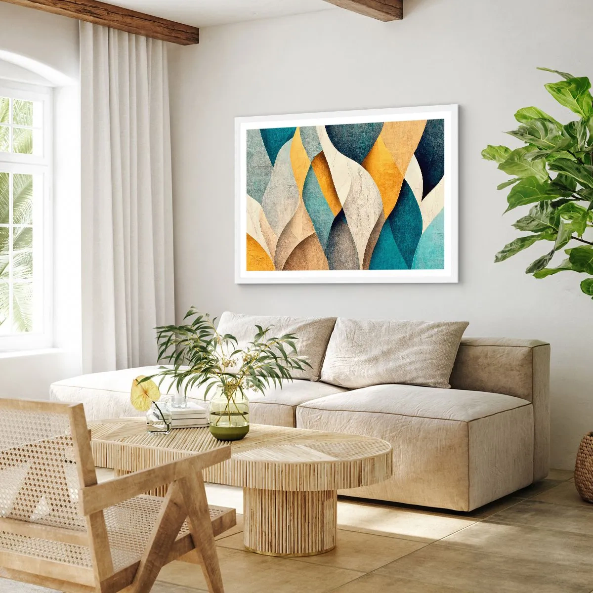 Poster în ramă albă - Ritm și ondulare - 40x30 cm