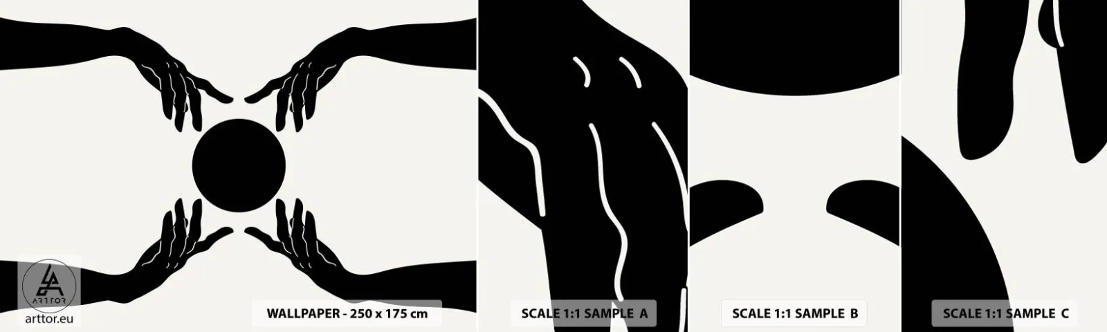 Mostră tapet autocolant Deluxe Sticker - Semnul secret - Mâinile, Minge, Mâinile - 100x30 cm