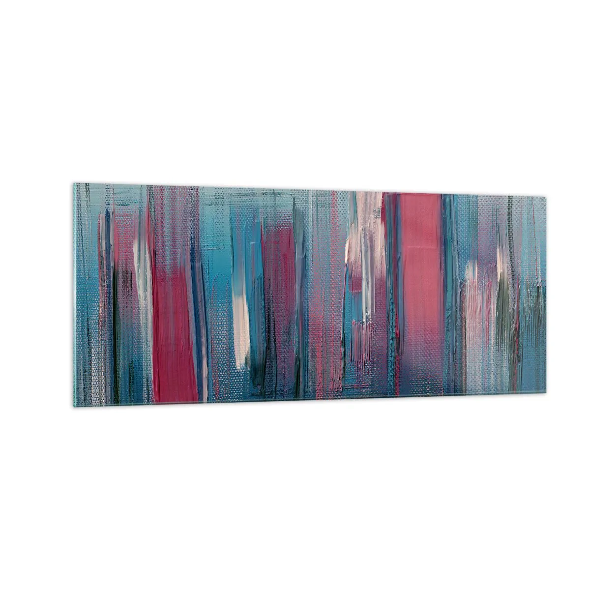 Tablou pe sticlă - Compoziție verticală în albastru și roșu - 100x40 cm