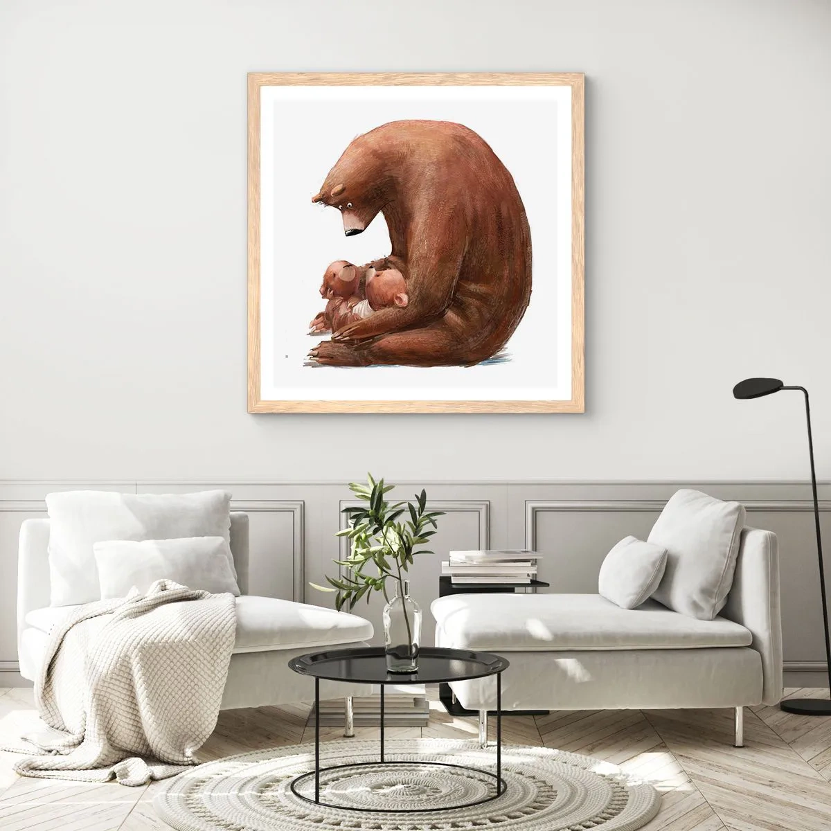 Poster în ramă de stejar deschis - Vise plăcute, copii - 40x40 cm