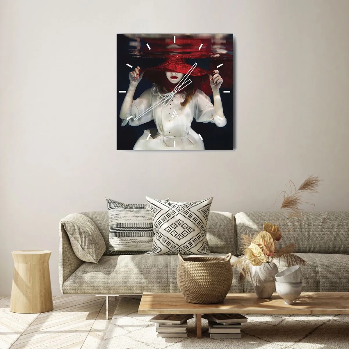 Ceas de perete - Ceas pe sticlă - Frumoasa fantomă - 40x40 cm