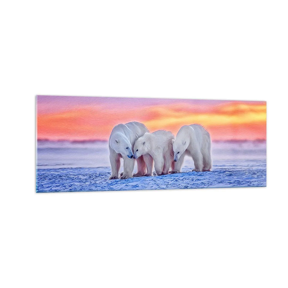 Tablou pe sticlă - Căldura familiei este suficientă - 140x50 cm
