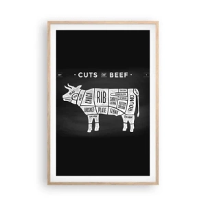 Poster în ramă de stejar deschis - Abecedar de măcelar - 61x91 cm