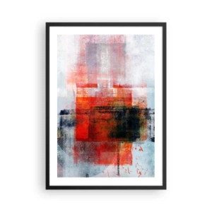 Poster în ramă neagră - Abstracție geometrică în nuanțe intense de roșu - 50x70cm - Compoziție înfocată - Decorațiune modernă pentru perete pentru living și dormitor ARTTOR