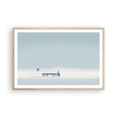 Poster în ramă de stejar deschis - Da, aștept. - 91x61 cm