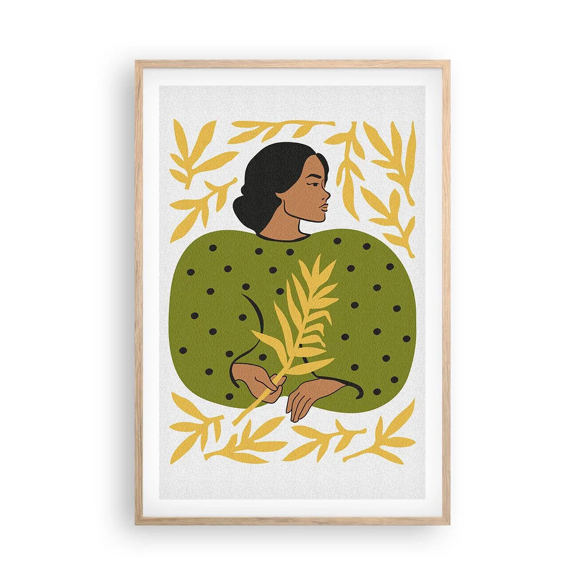 Poster în ramă de stejar deschis - Fata hawaiiană - 61x91 cm