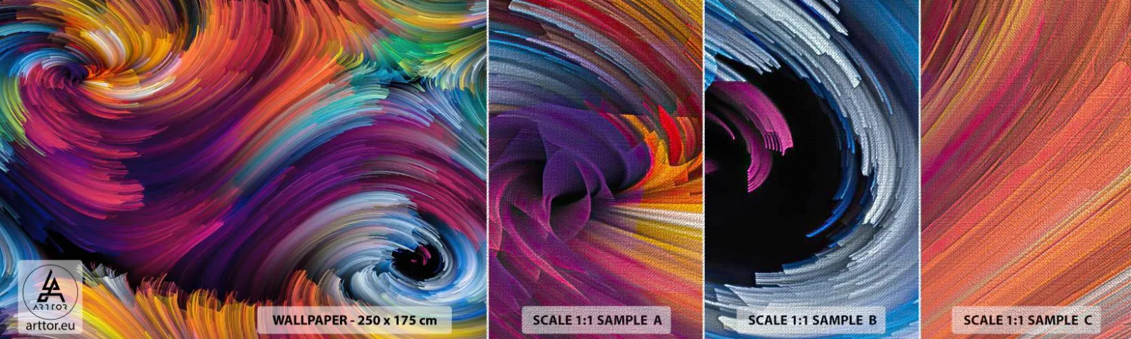 Mostră tapet Premium Canvas - Începutul unei lumi noi - Abstracția, Bucată, Model modern - 100x30 cm