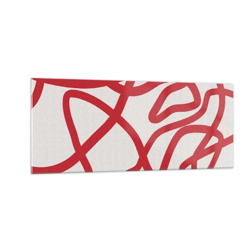 Tablou pe sticlă - Roșu pe alb - 100x40 cm