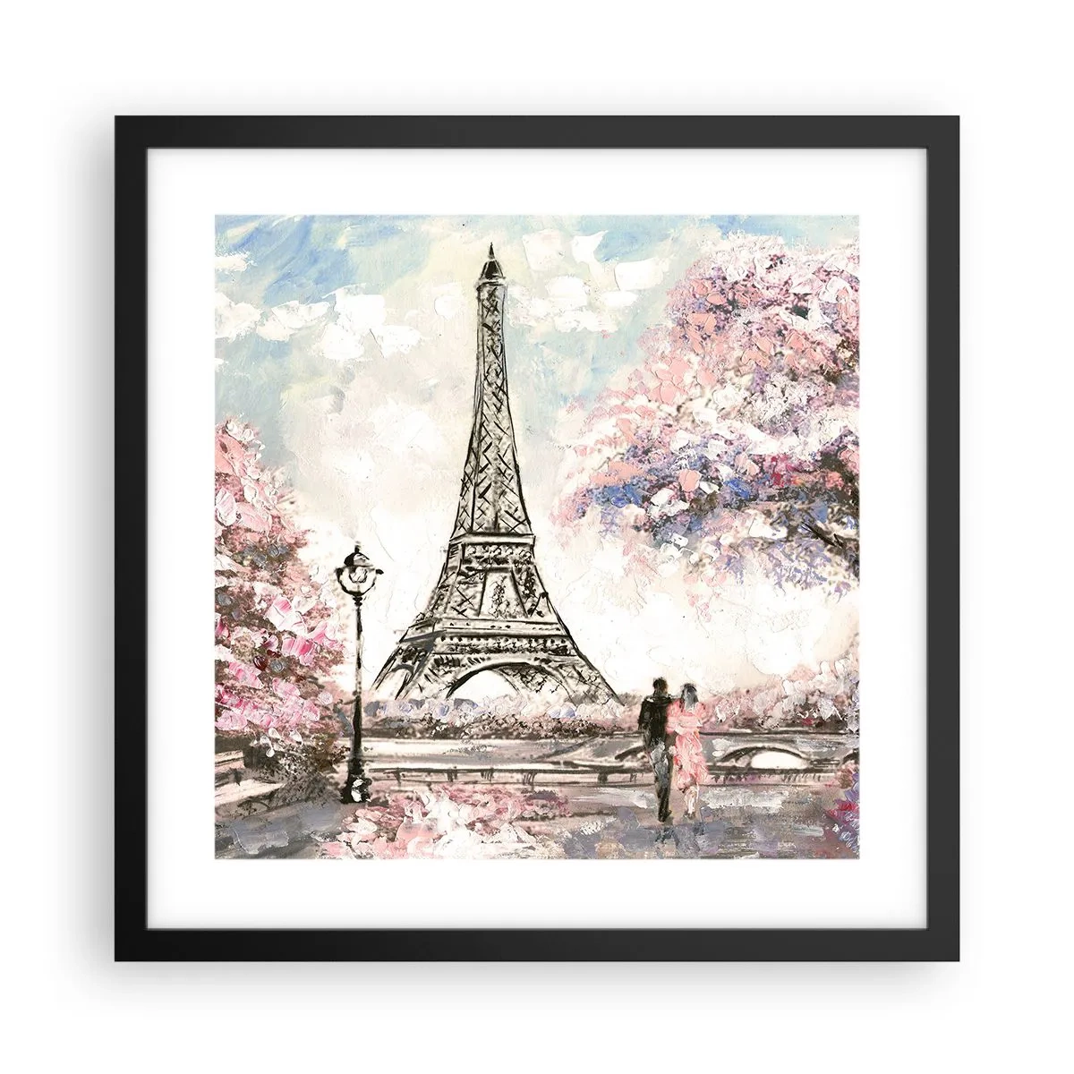 Poster în ramă neagră - Plimbare în aprilie la Paris - 40x40 cm