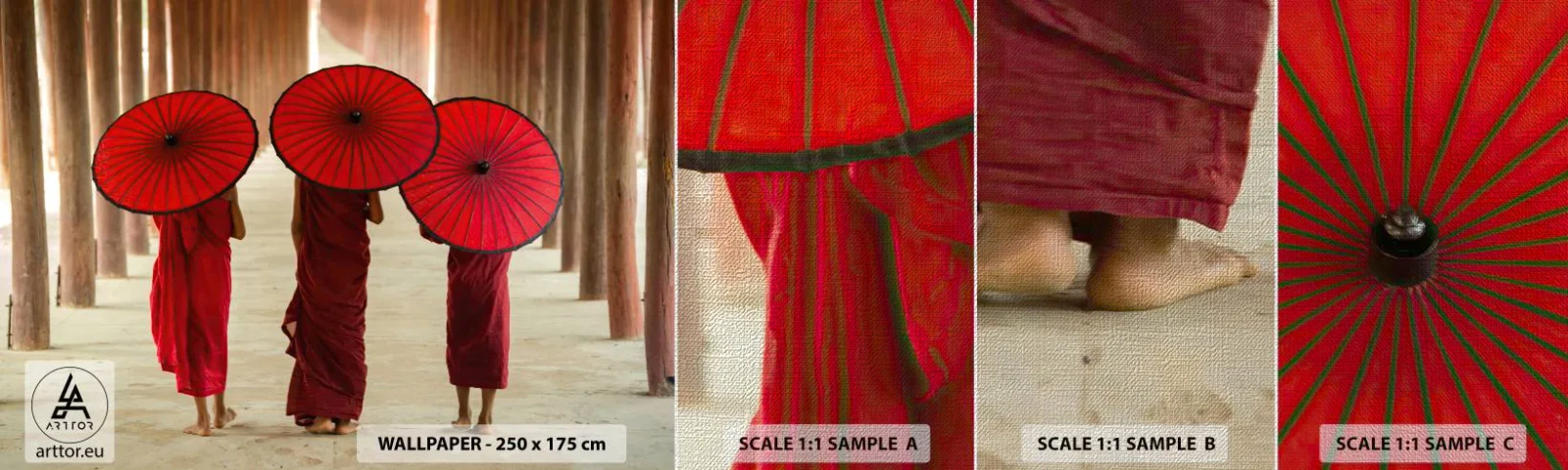 Mostră tapet Premium Canvas - Pe drumul spre Tărâmul Pur - Asia, Birmania, femei - 100x30 cm